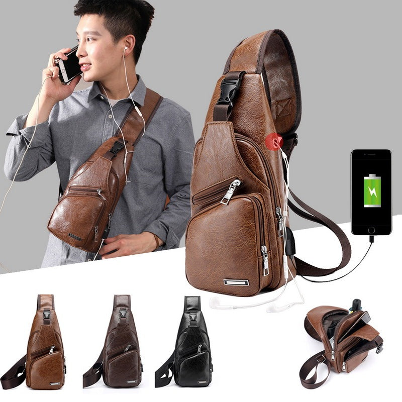 Men's Crossbody Bag with USB Port